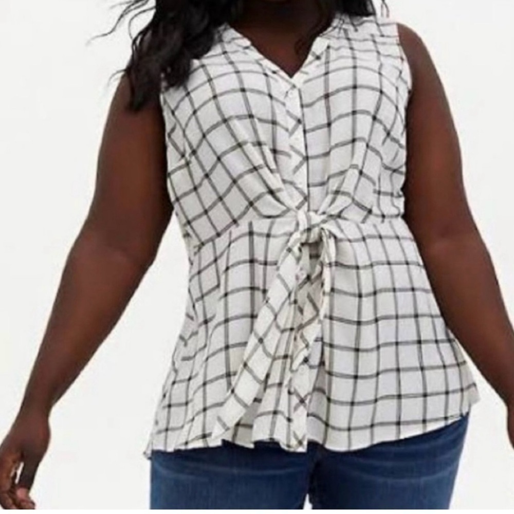 Torrid Peplum Georgette Buttonfront Tiefront Blouse Size 6